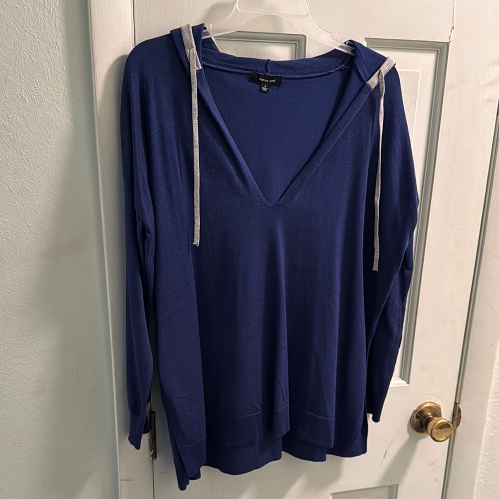Women's Blue Hoodie Top